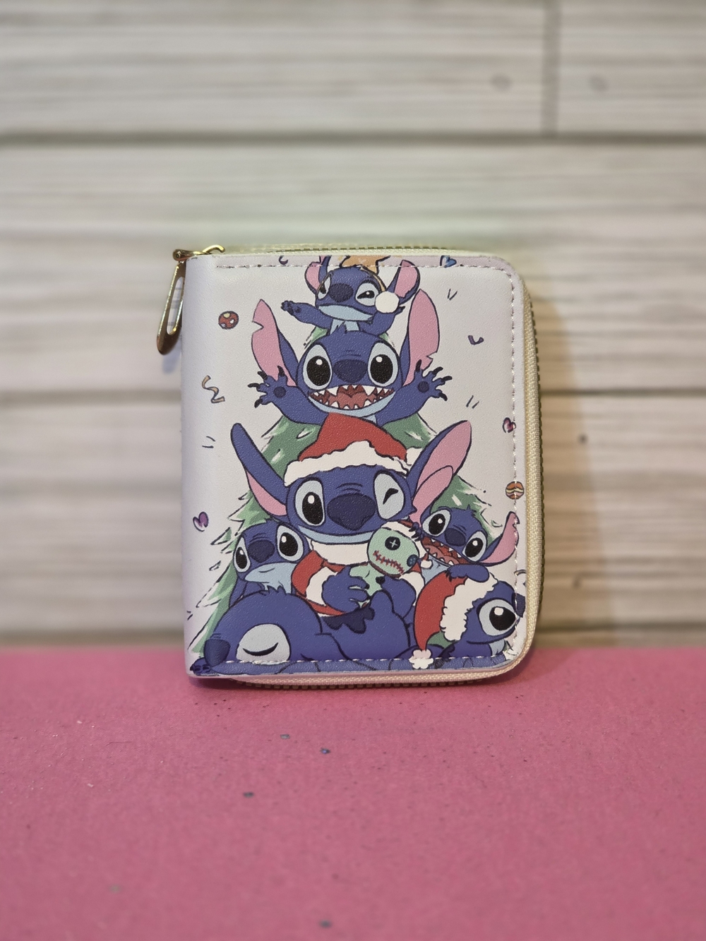 Disney Lilo & Stitch Character Christmas Theme Small Zip-Around Wallet